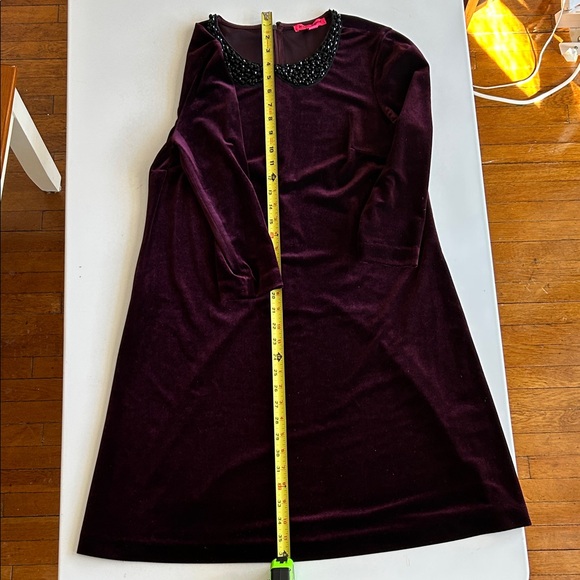 Betsey Johnson Burgundy Velvety Dress with Black Beaded Collar, Women's 8 - Picture 7 of 8